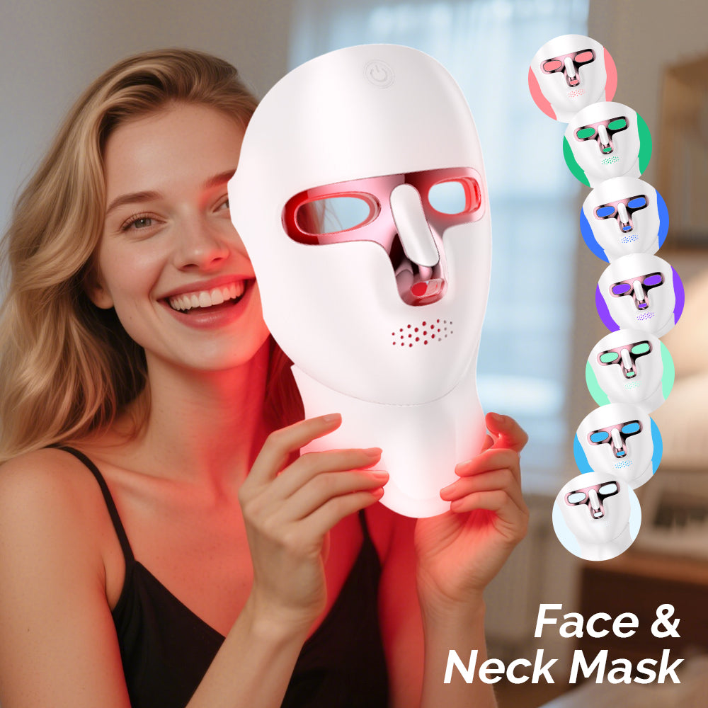 Masque LED 7 Couleurs Visage & Cou - Anti-Rides & Anti-Acné