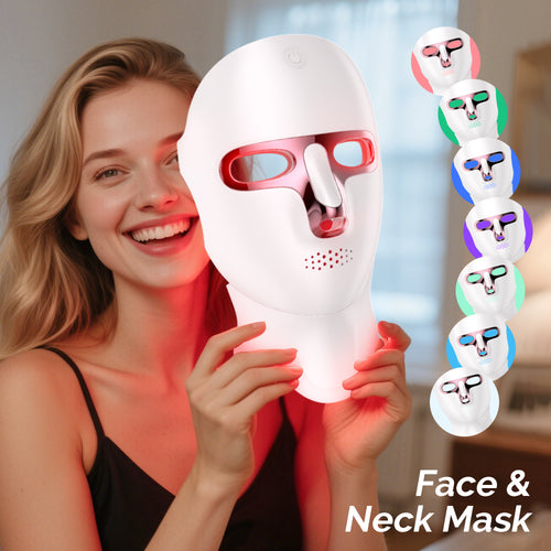 Masque LED 7 Couleurs Visage & Cou - Anti-Rides & Anti-Acné